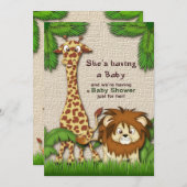 Tierisches Königreich Einladung zur Baby-Dusche (Vorne/Hinten)