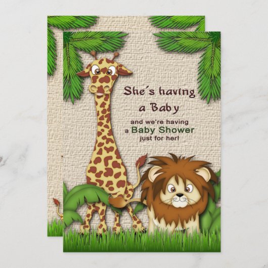 Tierisches Königreich Einladung zur Baby-Dusche (Vorne/Hinten)