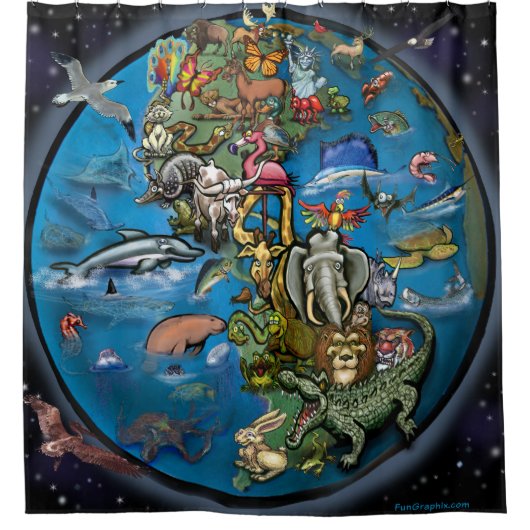 tierisches Planet Duschvorhang (Vorderseite)