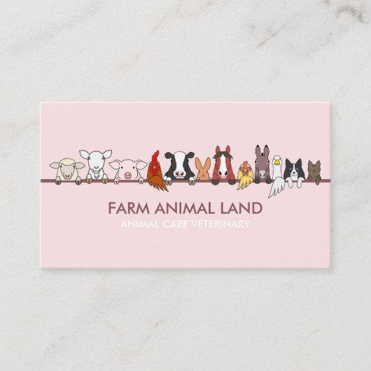 tierisches Rosa Visitenkarte (Vorderseite)