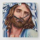 Tierjesus der künstlichen Intelligenz Quadratische Wanduhr (Vorderseite)