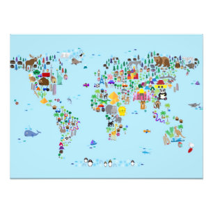 Tierkarte der Welt Fotodruck