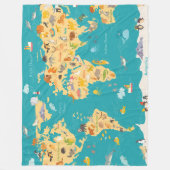 Tierkarte der Welt für Kinder Fleecedecke (Vorderseite)