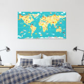 Tierkarte der Welt für Kinder Leinwanddruck (Insitu (Schlafzimmer))