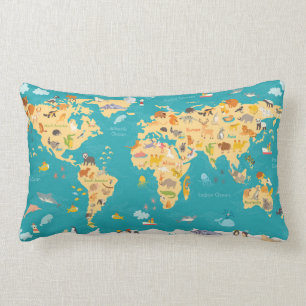 Tierkarte der Welt für Kinder Lendenkissen