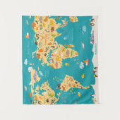 Tierkarte der Welt für Kinder Wandteppich (Vorderseite)