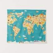 Tierkarte der Welt für Kinder Wandteppich (Vorderseite (Horizontal))