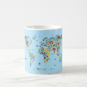 Tierkarte der Welt Kaffeetasse