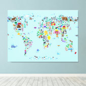 Tierkarte der Welt Leinwanddruck (Insitu (Holzboden))