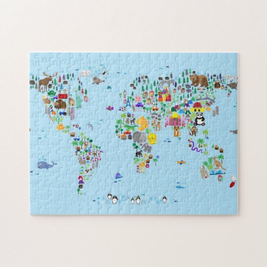 Tierkarte der Welt Puzzle (Horizontal)