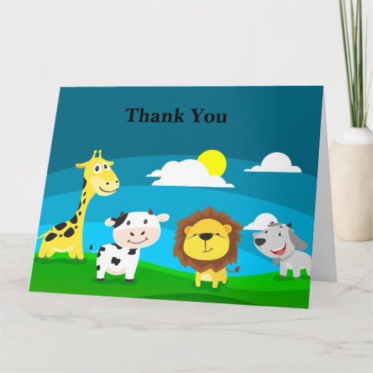 Tierkartoon Dankeskarte (Vorderseite)