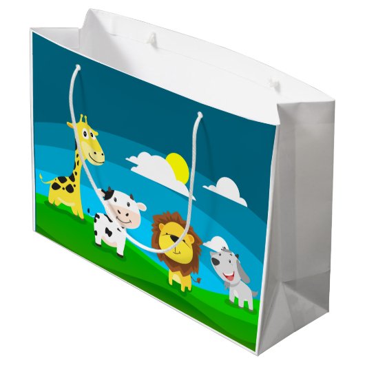 Tierkartoon Große Geschenktüte (Rückseite Schrägansicht)