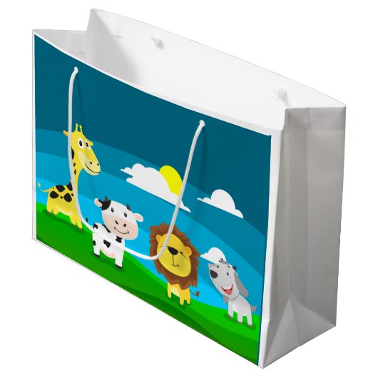 Tierkartoon Große Geschenktüte (Vorderseite Schrägansicht)