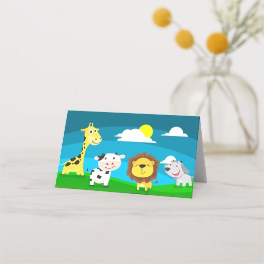 Tierkartoon Platzkarte (Vorderseite)