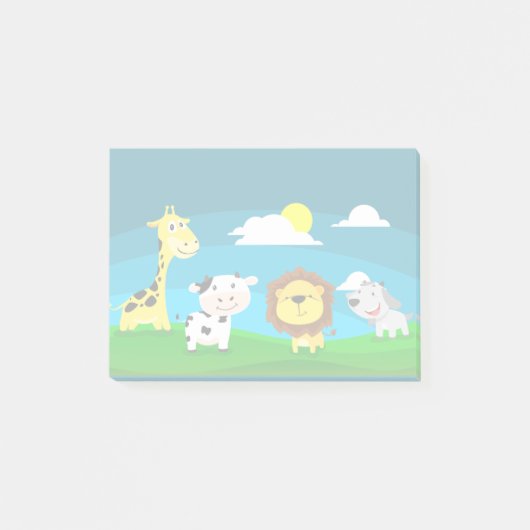 Tierkartoon Post-it Klebezettel (Vorderseite)