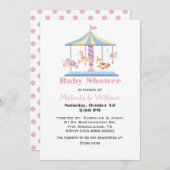 Tierkarussell Kinderdusche Einladung (Vorne/Hinten)