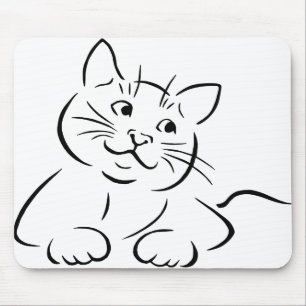 Tierkatze, die Feline Kitten Kittie Sketch Zeichne Mousepad
