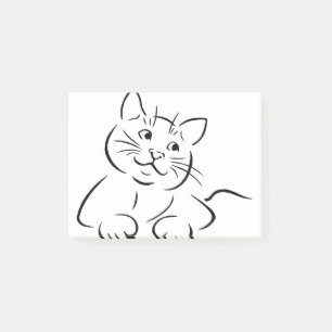 Tierkatze, die Feline Kitten Kittie Sketch Zeichne Post-it Klebezettel