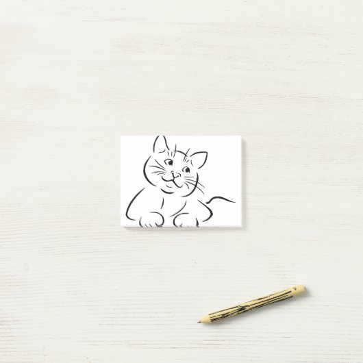 Tierkatze, die Feline Kitten Kittie Sketch Zeichne Post-it Klebezettel (Auf Schreibtisch)