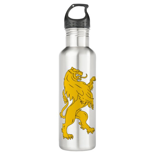Tierkatze Heraldry Lion Mammal stilisiert Edelstahlflasche (Vorderseite)