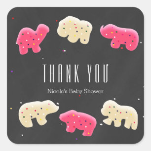 Tierkekse-Babyparty-Partygeschenk-Aufkleber Quadratischer Aufkleber