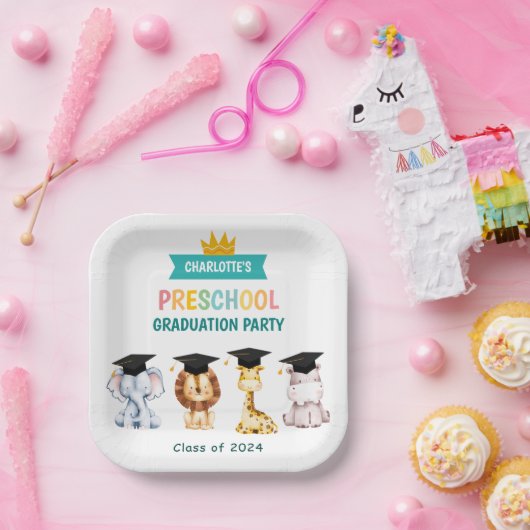 Tierkids-Vorschulfeier Abschluss Pappteller (Party)