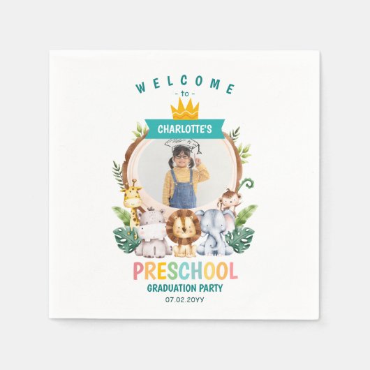 Tierkids-Vorschulfeier Abschluss Serviette (Vorderseite)