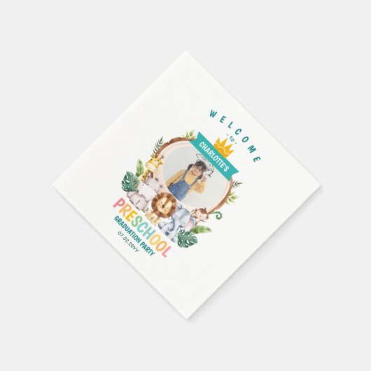 Tierkids-Vorschulfeier Abschluss Serviette (Ecke)