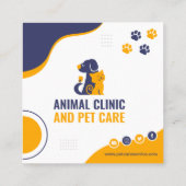 Tierklinik, Haustierpflege, Tierarzt Quadratische Visitenkarte (Rückseite)