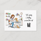 Tierklinik Niedlich Girl Puppy & Cat Visitenkarte (Rückseite)