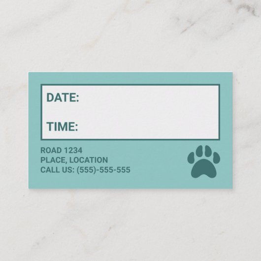 Tierklinik Tierarzt Terminkarte (Rückseite)