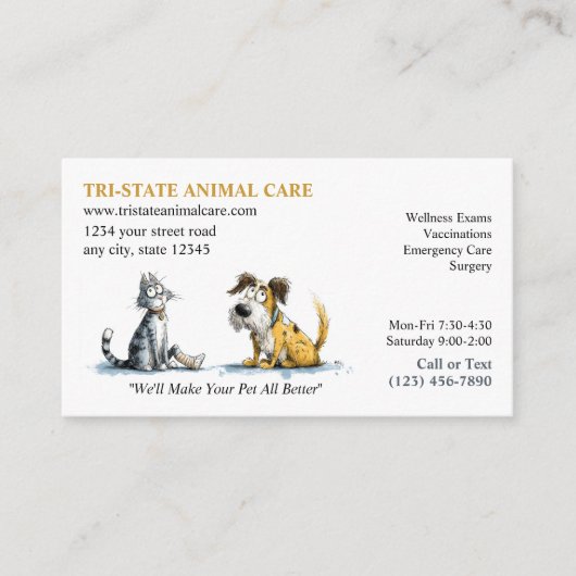 Tierklinik Visitenkarte (Vorderseite)