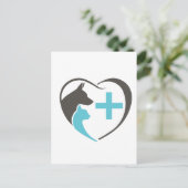 Tierklinische Doppelprofil-Katzen-Einladung Postkarte (Stehend Vorderseite)