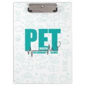 Tierklinische Logos Moderne Aquamarine Doodle Klemmbrett (Vorderseite)