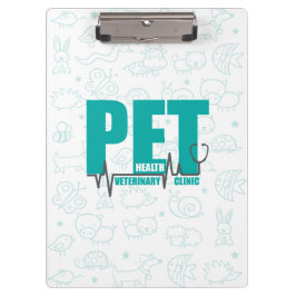 Tierklinische Logos Moderne Aquamarine Doodle Klemmbrett