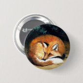 Tierknopf kunst "schläfrigen Fox" Button (Vorne & Hinten)