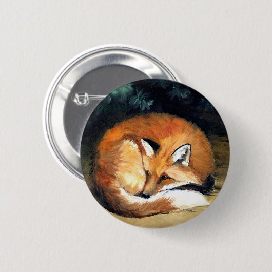 Tierknopf kunst "schläfrigen Fox" Button (Vorne & Hinten)