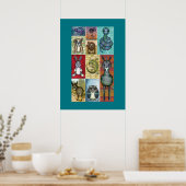 Tierkollektion Folk Art Design Poster (Küche)