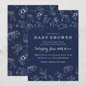 Tierkonstellationen Kinderdusche Einladung (Vorne/Hinten)