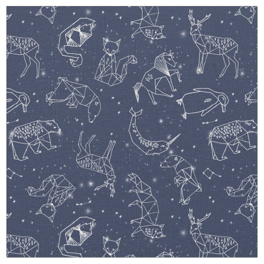 Tierkonstellationen Muster Blauer Navy Stoff (Nahaufnahme)
