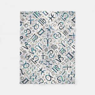 Tierkreis Glyphs Ohrschnecken-Muschel und -gold Fleecedecke