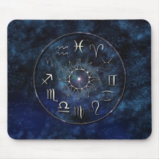 Tierkreis mit sternenklarem Hintergrund Mousepad (Vorne)