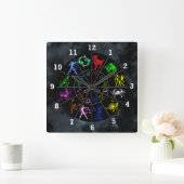 Tierkreis unterzeichnet zusammen quadratische wanduhr (Zuhause)
