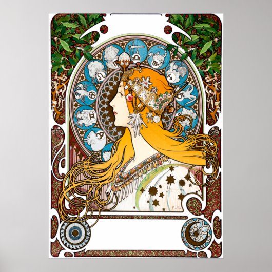 Tierkreis von Alphonse Mucha Poster (Vorne)