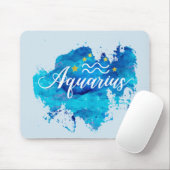 Tierkreis-Wassermann-blaue Aquarell-Goldsterne Mousepad (Mit Mouse)