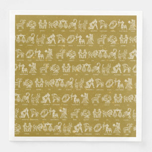 Tierkreis-Zeichen-Papierserviette (Gelb) Serviette