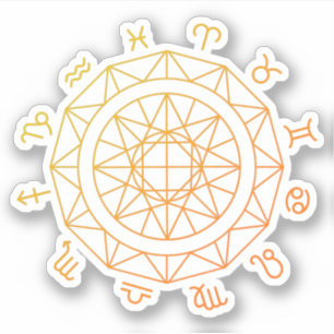 Tierkreiszeichen Astrologisches Rad  Aufkleber