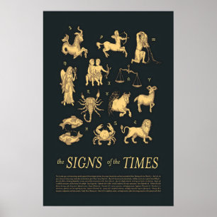Tierkreiszeichen Gold Astrologische Symbole, Himme Poster