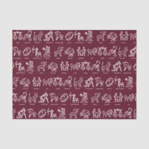 Tierkreiszeichen Seidenpapier (rot)