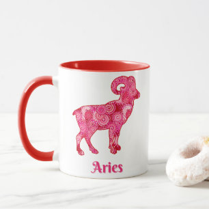 Tierkreiszeichen Widder in einem korallenroten Fra Tasse